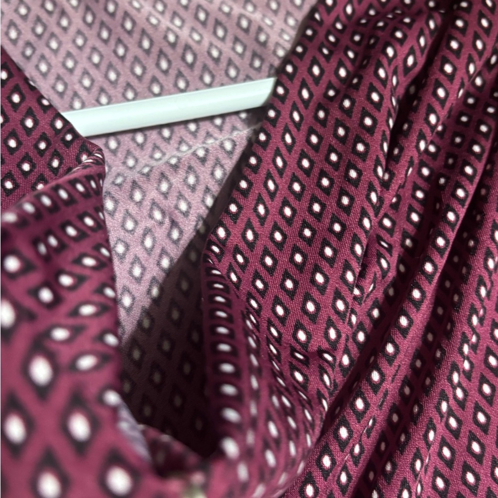 Haute Monde Burgundy diamond  Dot Wrap Blouse - Office to night out Retail $40 - Picture 9 of 10